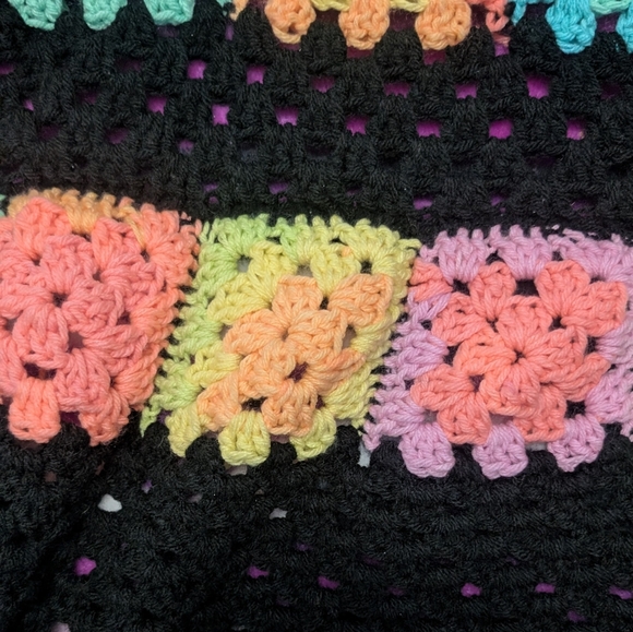 😍 Homemade Colorful 🌈 Crochet 🧶 🧶 Grannysquare Throw Blanket 80" X 80" - Picture 3 of 7